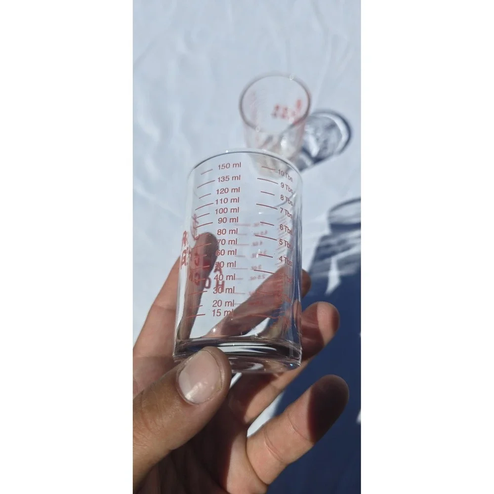 Anchor Hocking 150 ml Glass Measuring Cup Set, Clear/Red Markings, 2-Piece